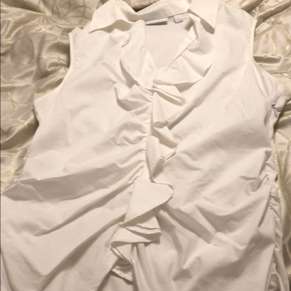 New York & Co. White Sleeveless Blouse